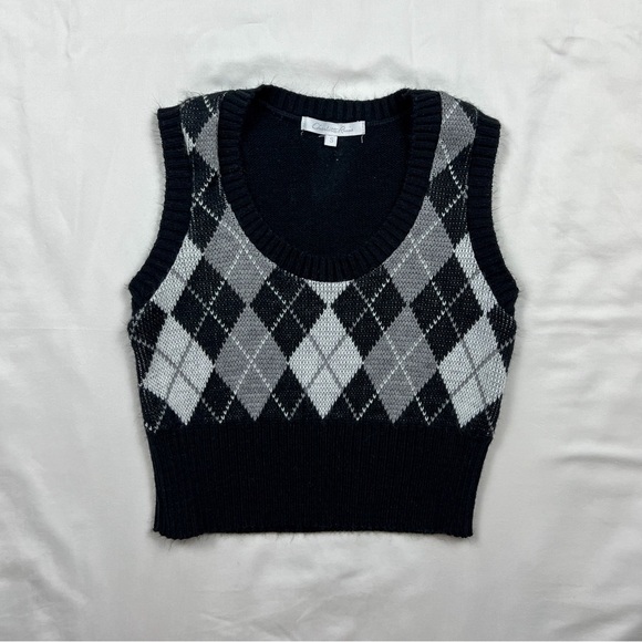 Vintage Charlotte Russe Cropped Argyle Sweater Vest - Picture 2 of 6